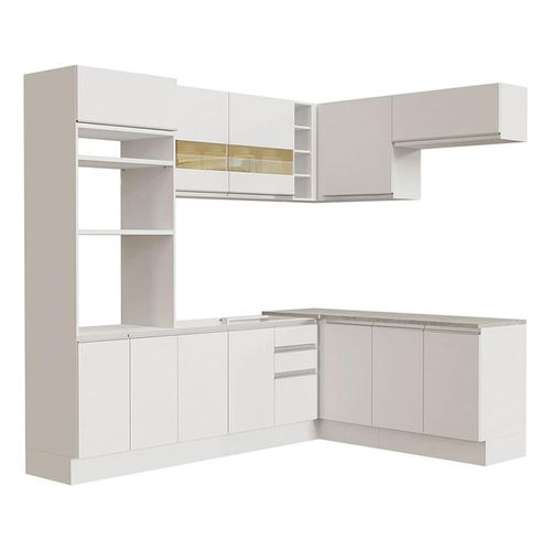 Cocina integral esquinera Madesa 419cm blanco glamy 01
