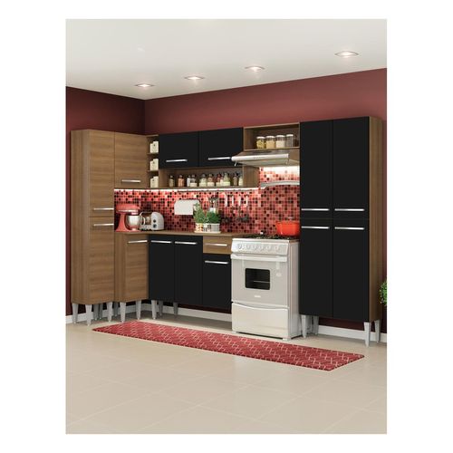 Cocina integral esquinera Madesa 385cm marron negro love emilly 01