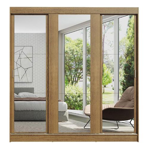 Clóset 3 puertas corredizas con espejos marron reno