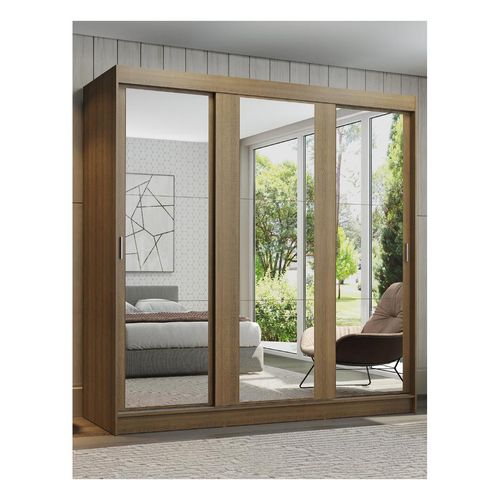 Clóset 3 puertas corredizas con espejos marron reno