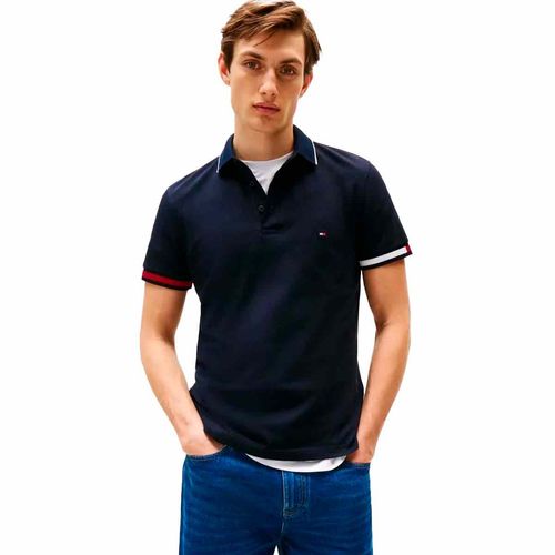 Playera tipo polo Tommy Hilfiger azul para caballero MW0MW38458-DW5