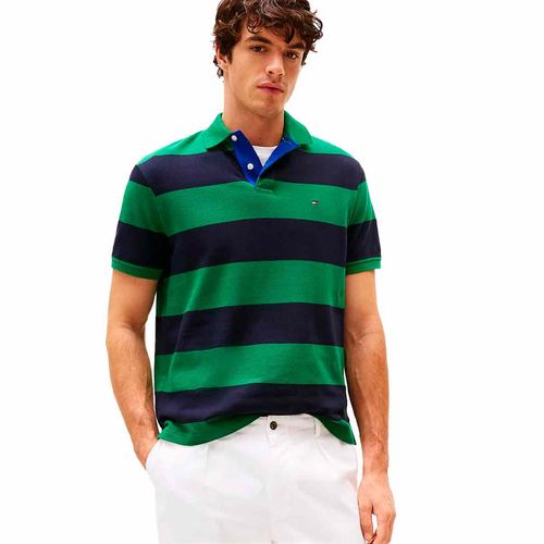 Playera tipo polo Tommy Hilfiger verde para caballero MW0MW39045-0CE