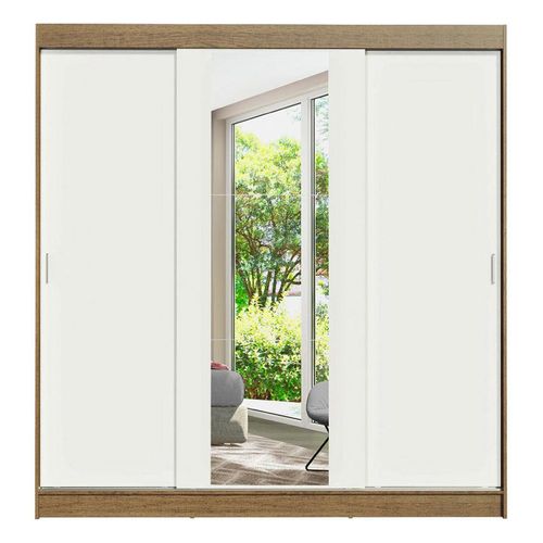 Clóset Madesa 3 puertas corredizas 1 con espejo marron blanco reno
