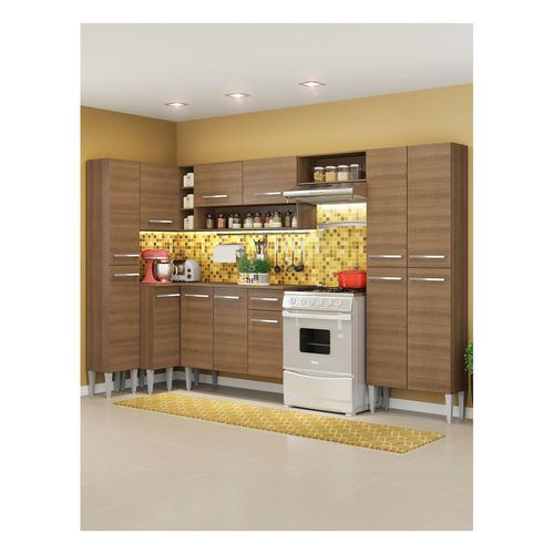 Cocina integral esquinera Madesa 385cm marron love emilly 01