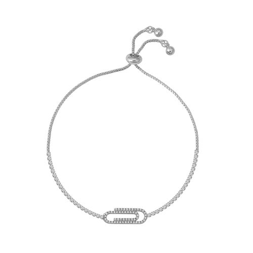 Pulsera Unlimited by ob ajustable con dije de clip zirconia blanca rodio PRILLDRF97R