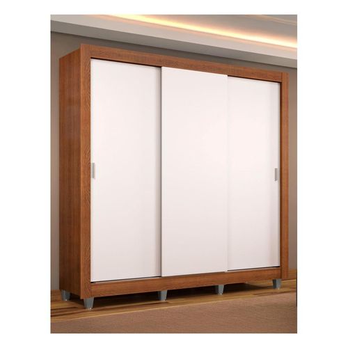 Closet Madesa 3 puertas con pies marron blanco monaco