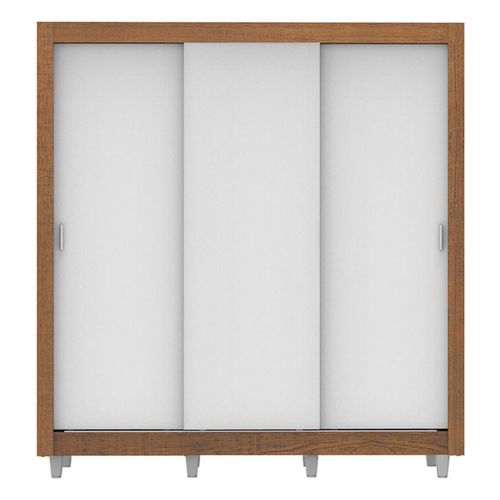 Closet Madesa 3 puertas con pies marron blanco monaco