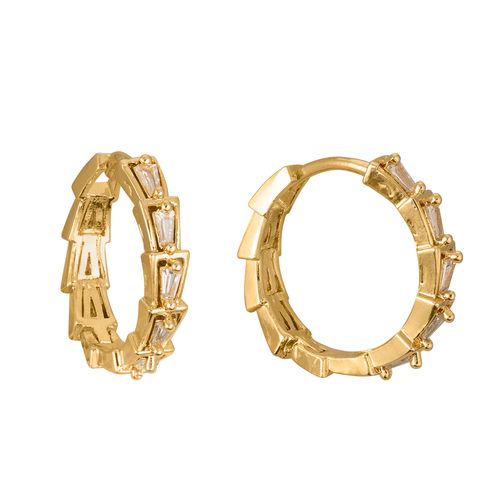 Arete Unlimited by ob tipo arracada con zirconia blanca chapa de oro 18K ARILLDRF22