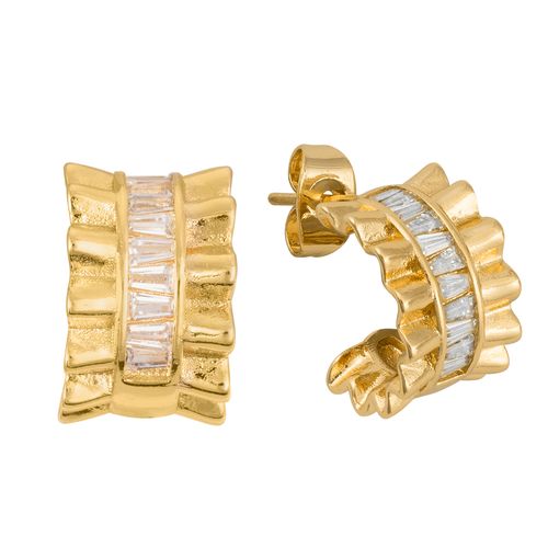 Arete Unlimited by ob media arracada línea de zirconia blanca chapa de oro 18K ARILLDRF25