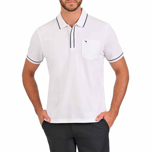 Playera tipo polo John Henry blanco para caballero FS98C0001