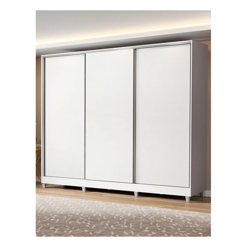 Closet Madesa 3 puertas con pies blanco royale