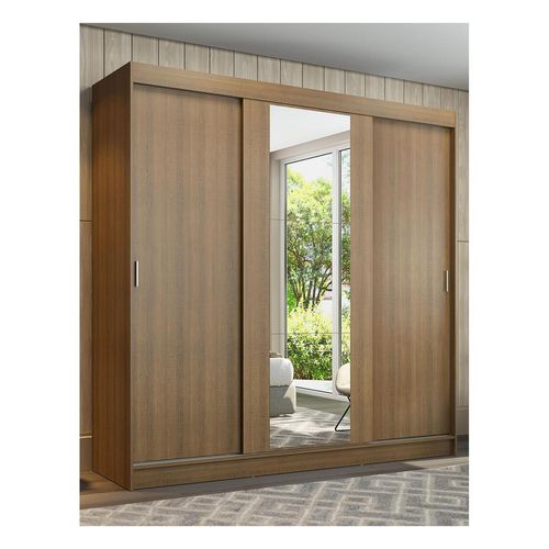 Clóset Madesa 3 puertas corredizas 1 con espejo marron reno