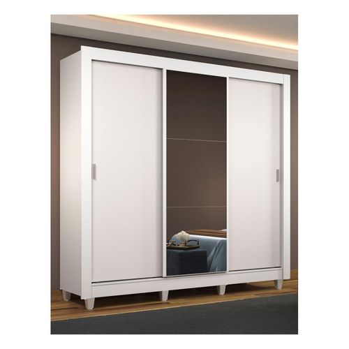 Closet Madesa 3 puertas con 1 espejo con pies blanco monaco