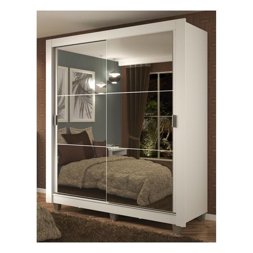 Closet Madesa 2 puertas con 2 espejo 4 cajones con pies blanco dallas plus
