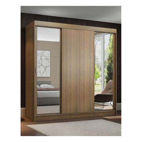 Clóset Madesa 3 puertas corredizas 2 con espejos marron reno