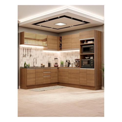 Cocina integral esquinera Madesa 459cm marron glamy 01