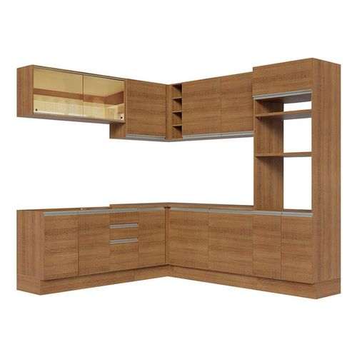 Cocina integral esquinera Madesa 459cm marron glamy 01