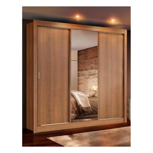 Closet Madesa 3 puertas con 1 espejo 2 cajones marron lyon