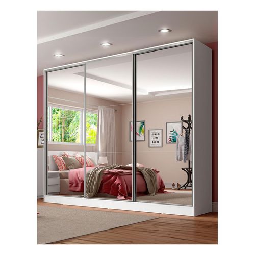 Closet Madesa 3 puertas 3 espejo blanco royale