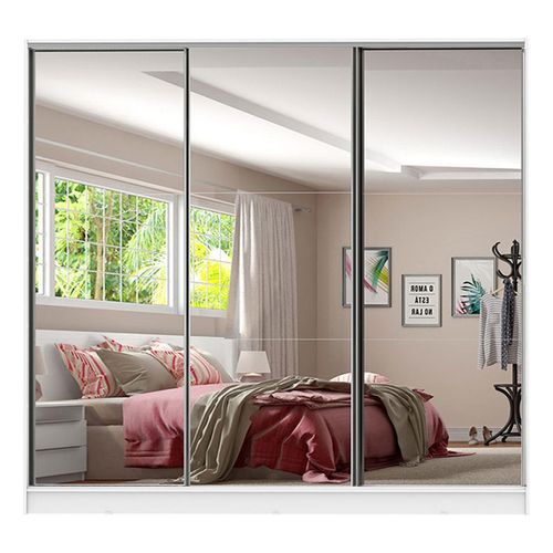 Closet Madesa 3 puertas 3 espejo blanco royale