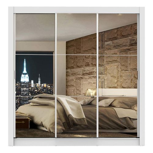 Closet Madesa 3 puertas con 3 espejo 2 cajones blanco lyon