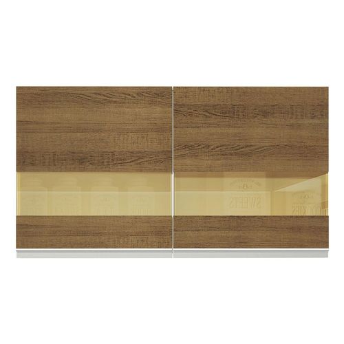 Gabinete superior Madesa 120cm 2 puertas con vidrio blanco marron glamy