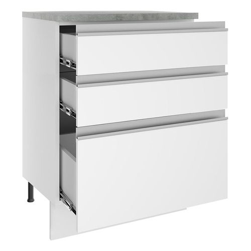 Gabinete bajo Madesa 60cm 3 cajones glamy blanco