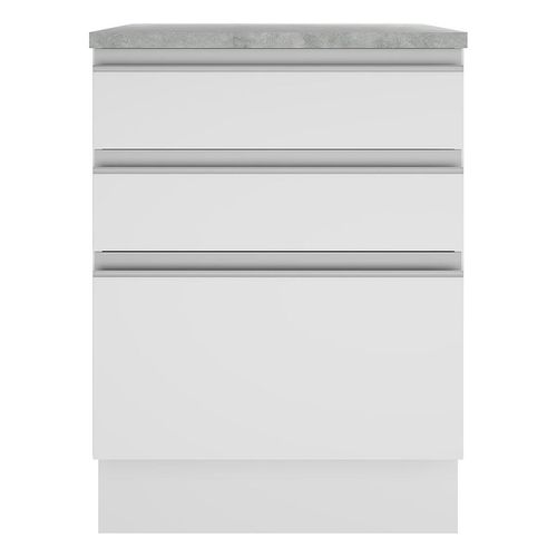Gabinete bajo Madesa 60cm 3 cajones glamy blanco