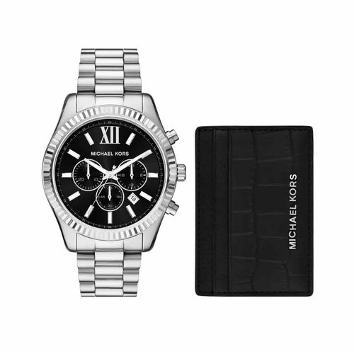 Set de reloj Michael Kors para caballero plateado MK1091SET