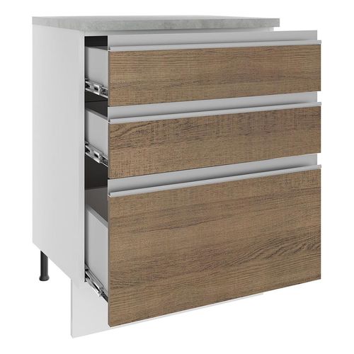 Gabinete bajo Madesa 60cm 3 cajones glamy blanco marron