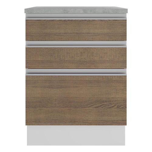 Gabinete bajo Madesa 60cm 3 cajones glamy blanco marron