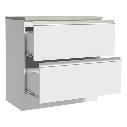 Gabinete bajo Madesa 80cm 2 cajones blanco glamy