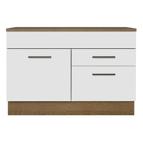 Gabinete de fregadero Madesa 1 puerta 2 cajones con encimera marron blanco agata