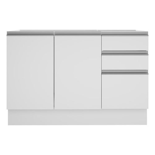 Gabinete Madesa 3 cajones 2 puertas 120 cm blanco glamy