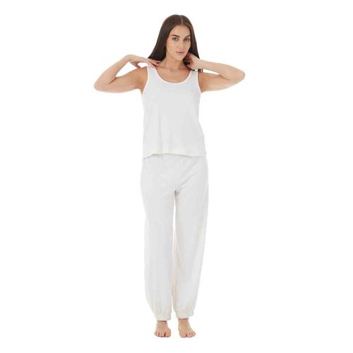 Pantalón de pijama Tops And Bottoms blanco para dama 20226