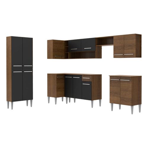 Cocina integral esquinera Madesa 481cm marron negro moon emilly 01