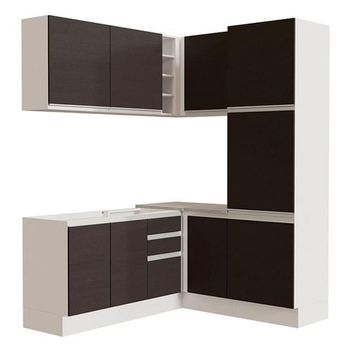 Cocina integral esquinera Madesa 329cm blanco negro glamy 01