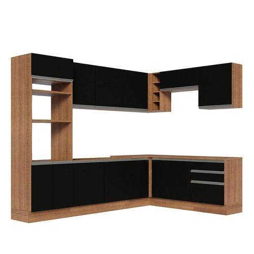 Cocina integral esquinera Meterial 479cm marron negro glamy 01