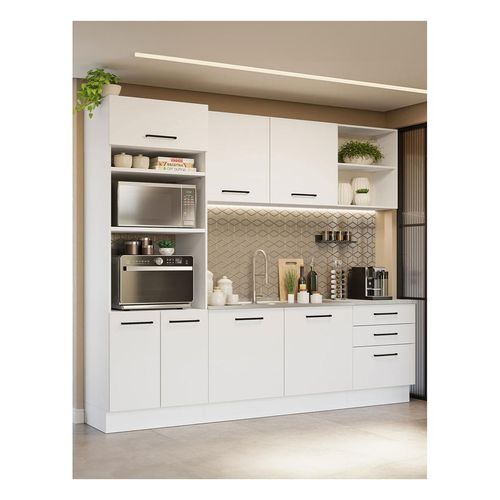 Cocina integral Madesa 250cm blanco agata 01