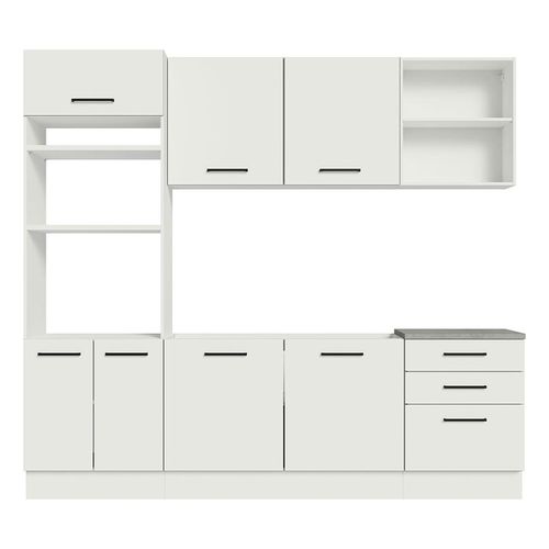 Cocina integral Madesa 250cm blanco agata 01