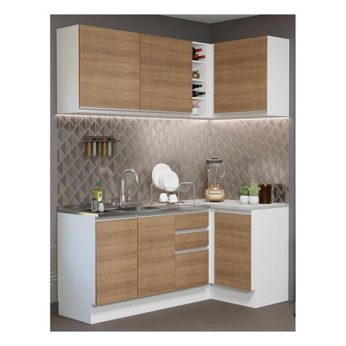 Cocina integral esquinera Madesa 269cm blanco marron glamy 01