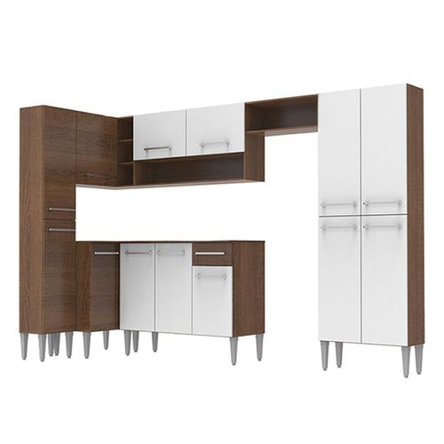 Cocina integral esquinera Madesa 385cm marron branco love emilly 01
