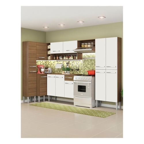 Cocina integral esquinera Madesa 385cm marron branco love emilly 01