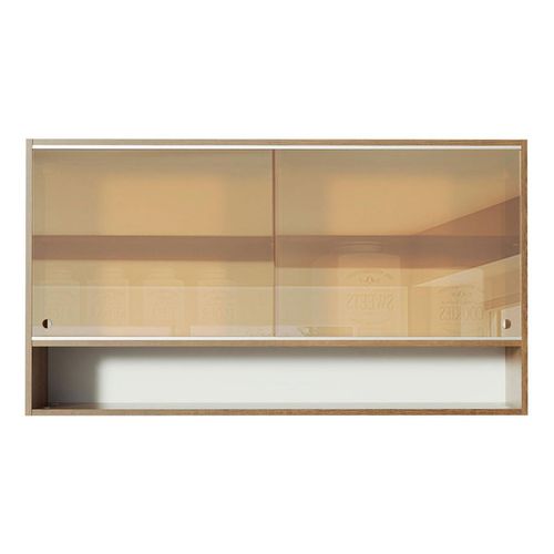 Gabinete superior 2 puertas corredizas de vidrio reflex y 1 nicho marron glamy