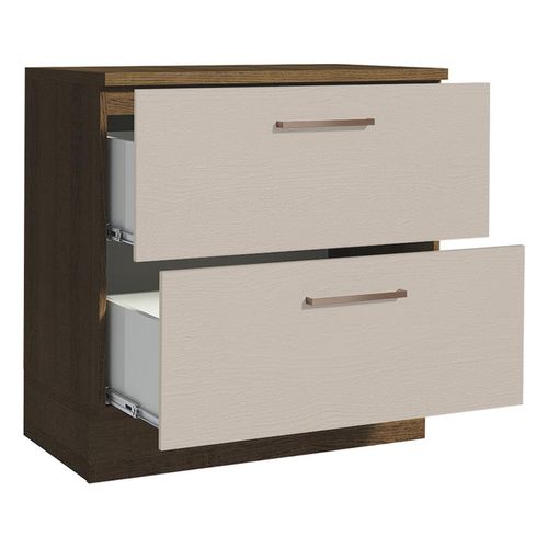 Gabinete bajo Madesa 80cm 2 cajones marrón crema agata