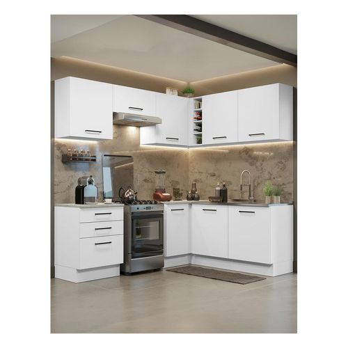 Cocina integral esquinera Madesa 399 cm blanco agata 02