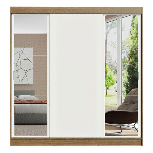 Clóset Madesa 3 puertas corredizas 2 con espejo marron blanco reno