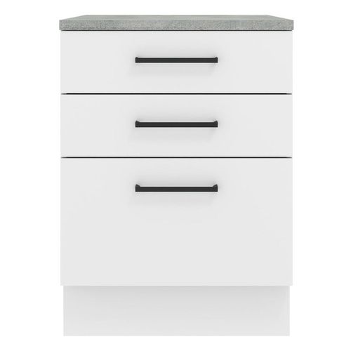 Gabinete bajo Madesa 60cm 3 cajones blanco agata