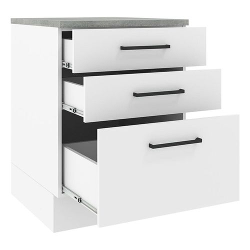 Gabinete bajo Madesa 60cm 3 cajones blanco agata