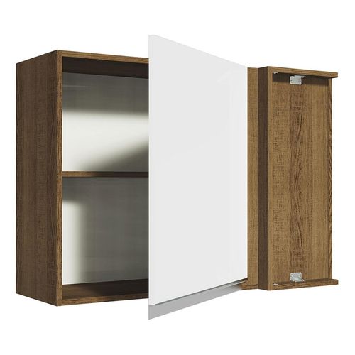 Gabinete superior de esquina Madesa 1 puerta marron blanco glamy